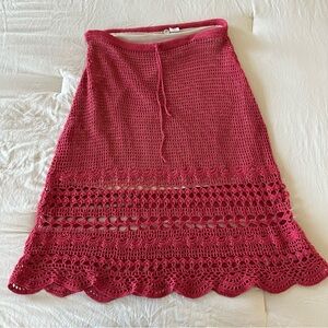 Red Margaret O’Leary crochet skirt